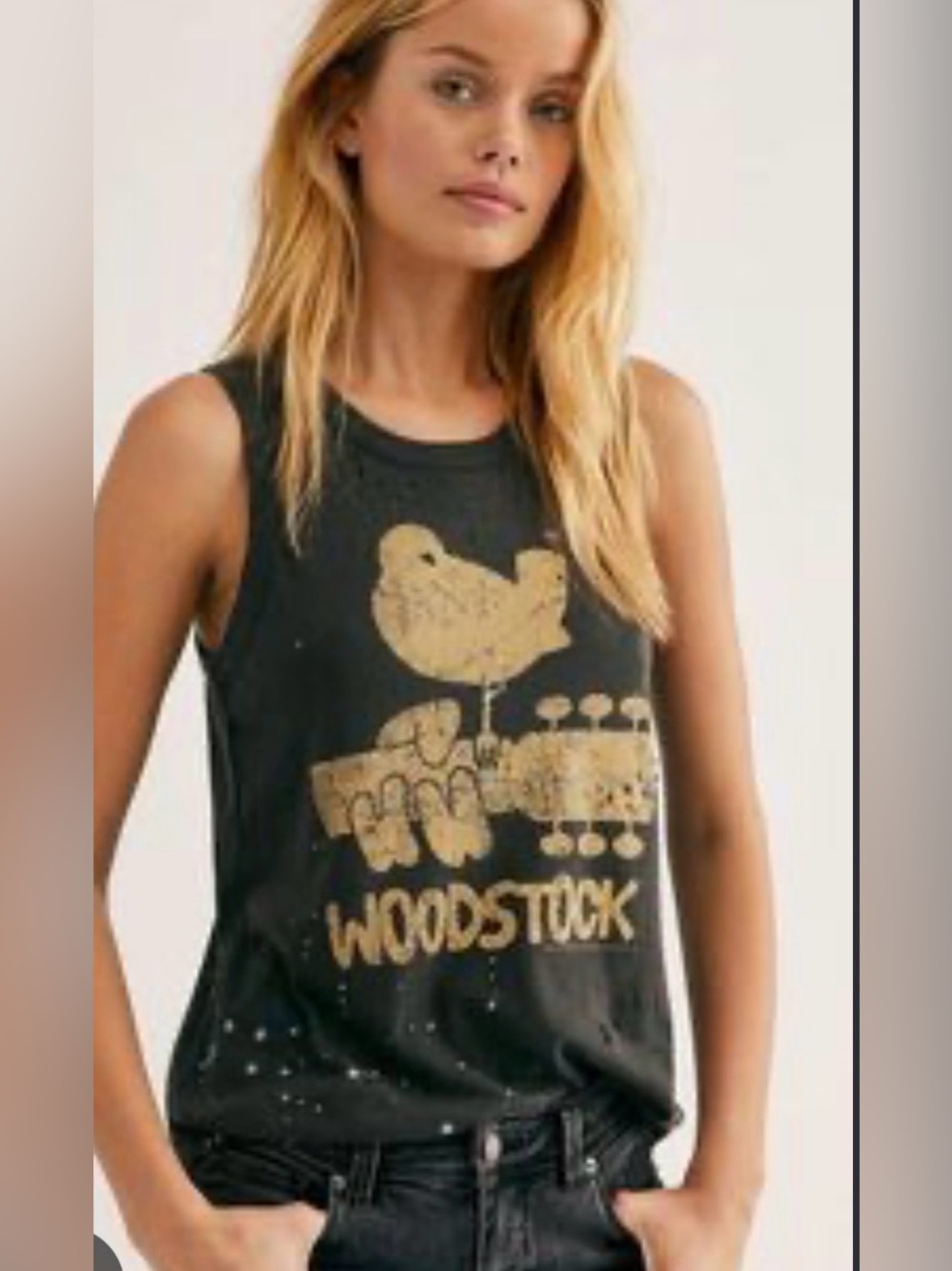 Chaser X Free People Woodstock distressed tank tee size M